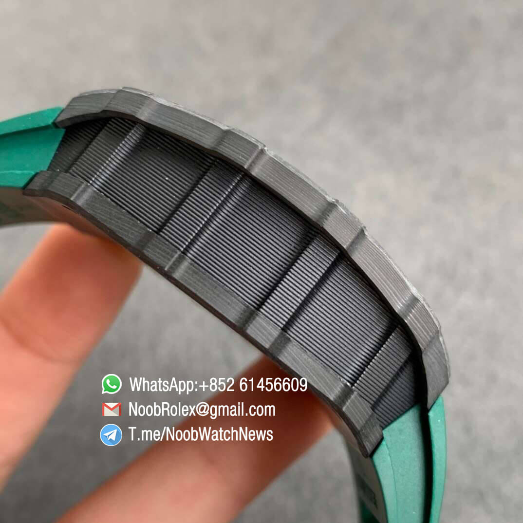 KV Factory V3 RM35 01 RAFA PVD Titanium Case Forge Carbon Caseback Skeleton Dial Green Crown Green Rubber Strap MIYOTA8215 05