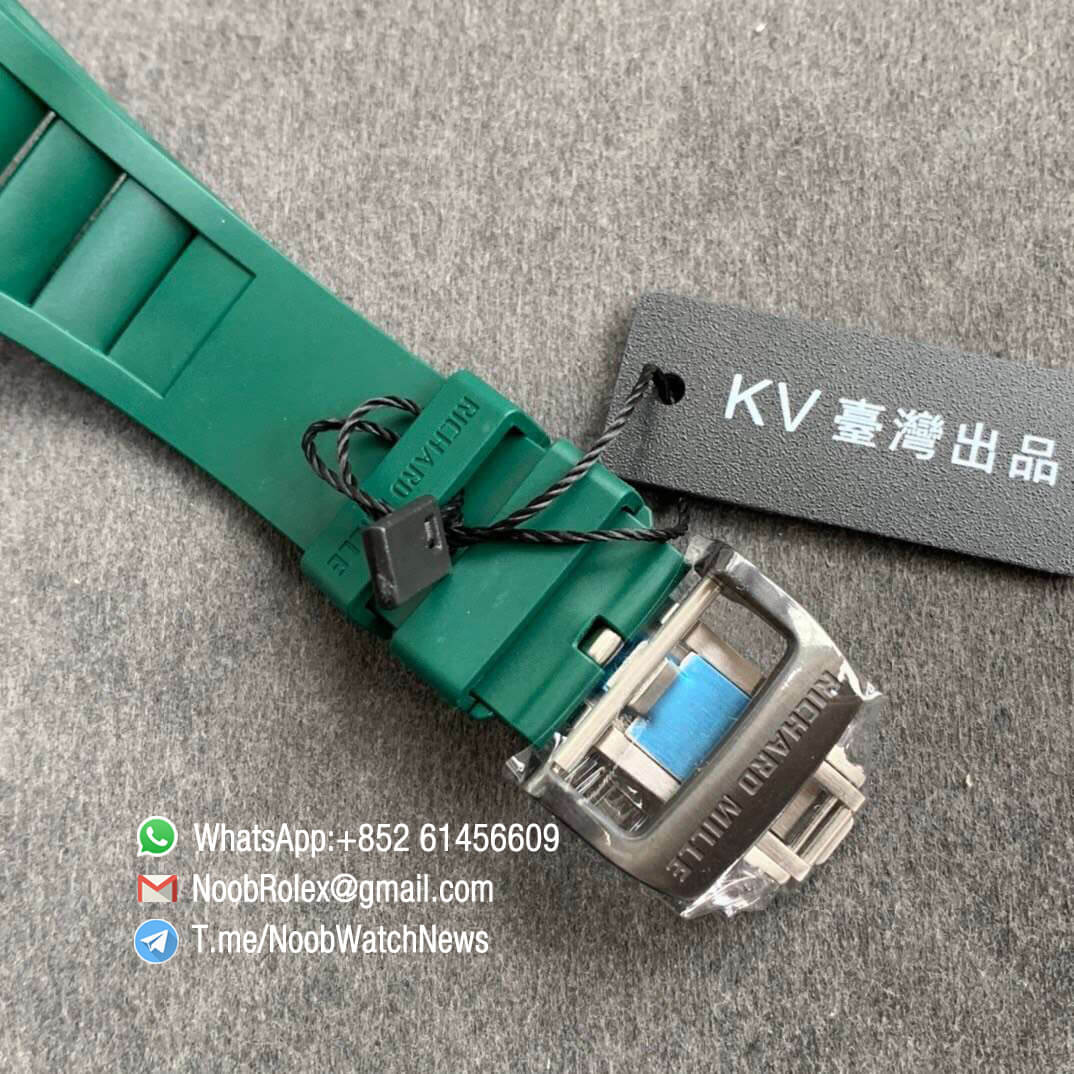 KV Factory V3 RM35 01 RAFA PVD Titanium Case Forge Carbon Caseback Skeleton Dial Green Crown Green Rubber Strap MIYOTA8215 06