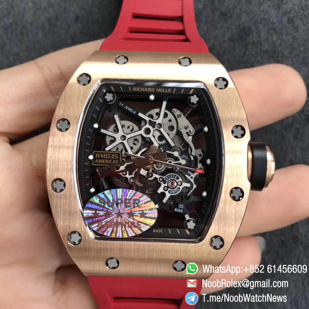 KVF Best Replica Swiss RM035 Americas RG 930 Limit Edition Skeleton Dial on Red Rubber Strap MIYOTA8215 01