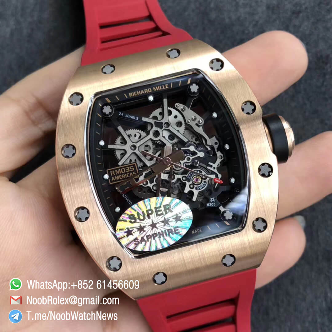 KVF Best Replica Swiss RM035 Americas RG 930 Limit Edition Skeleton Dial on Red Rubber Strap MIYOTA8215 02