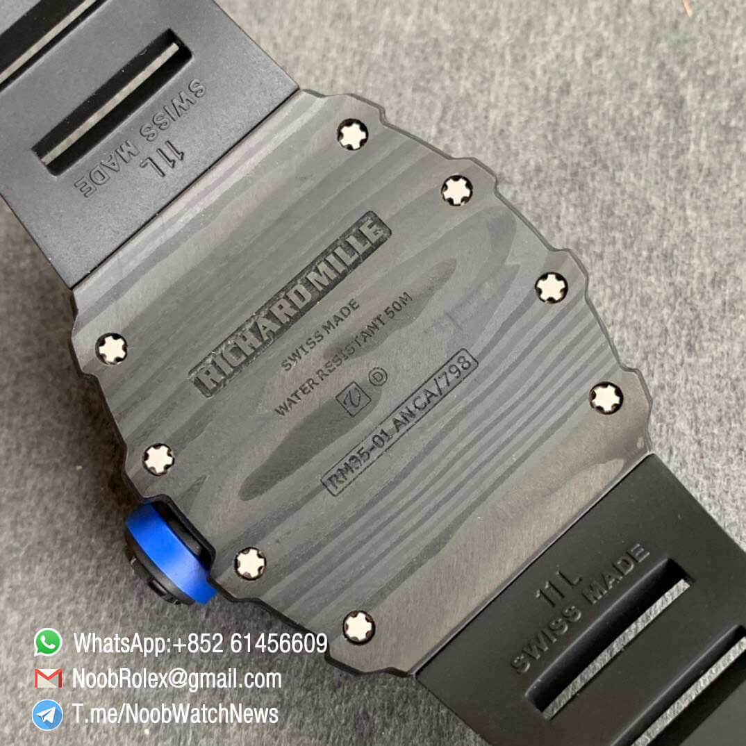 KVF V3 Paris RM35 01 PSG Limited Edition Skeleton Dial Forged Carbon Case Blue Inner Bezel Blue Crown Miyota 8215 08