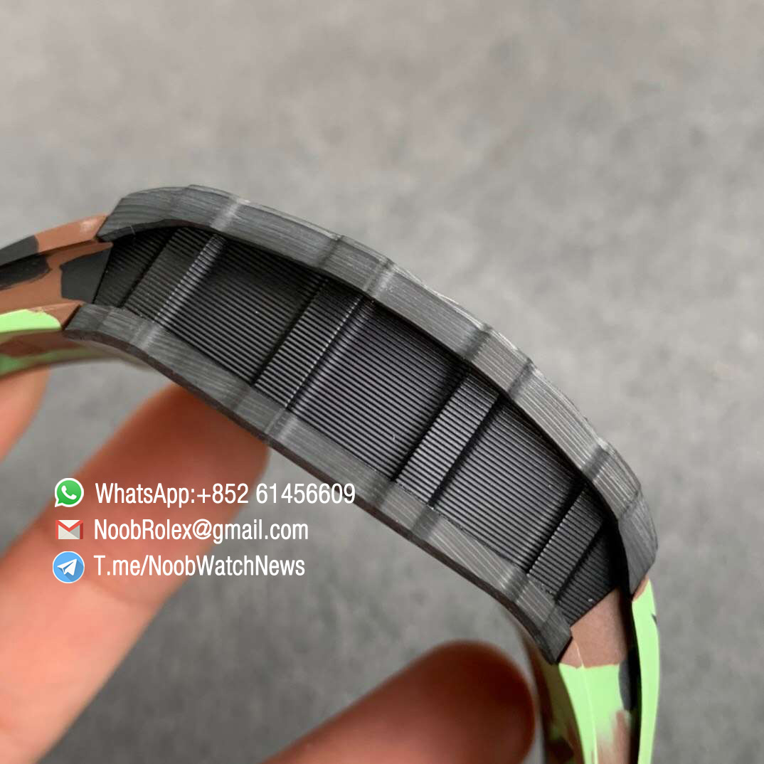 KVF V3 RM35 01 RAFA PVD Titanium Case Forge Carbon Caseback Skeleton Dial Red Crown Green Camouflage Rubber Strap MIYOTA8215 05