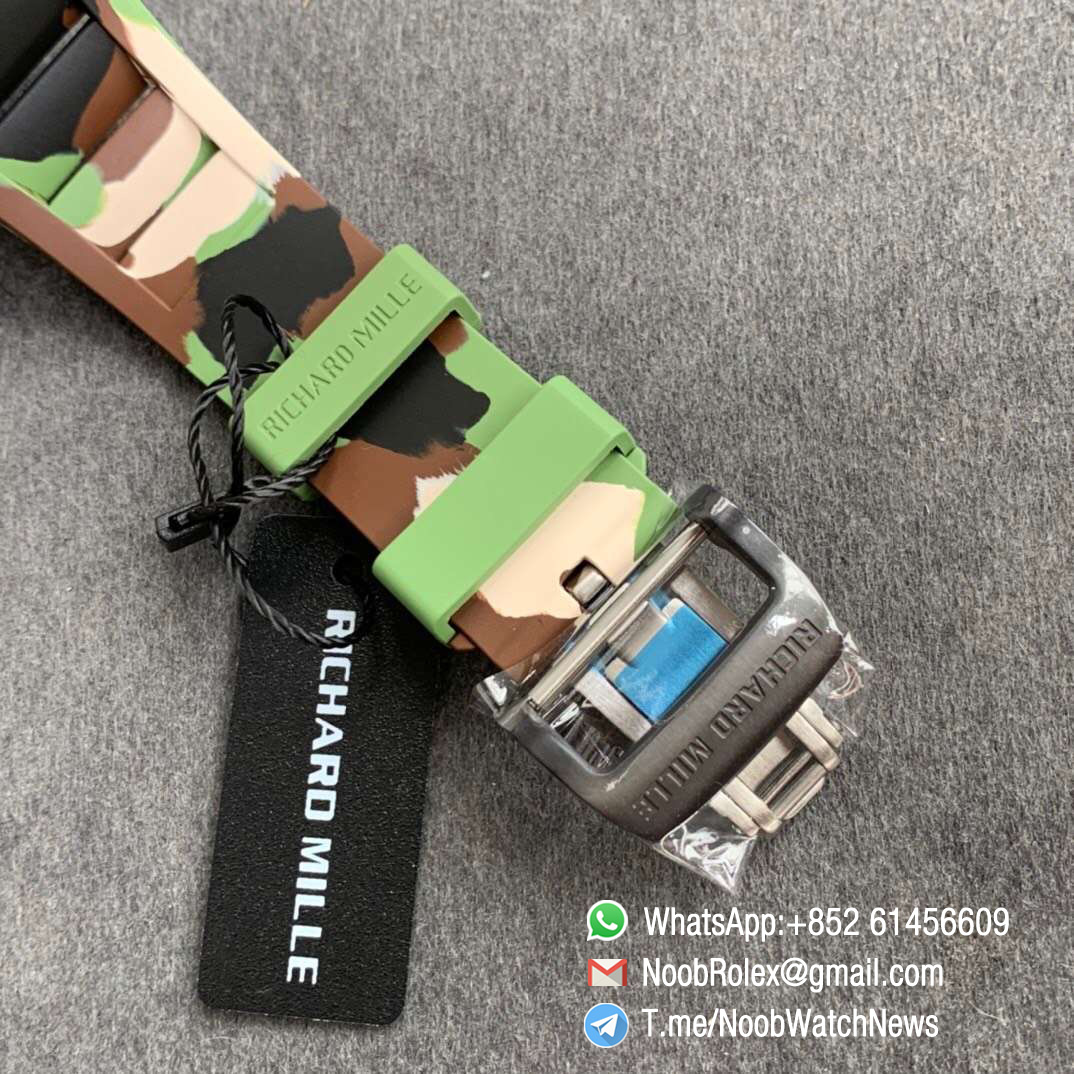 KVF V3 RM35 01 RAFA PVD Titanium Case Forge Carbon Caseback Skeleton Dial Red Crown Green Camouflage Rubber Strap MIYOTA8215 06