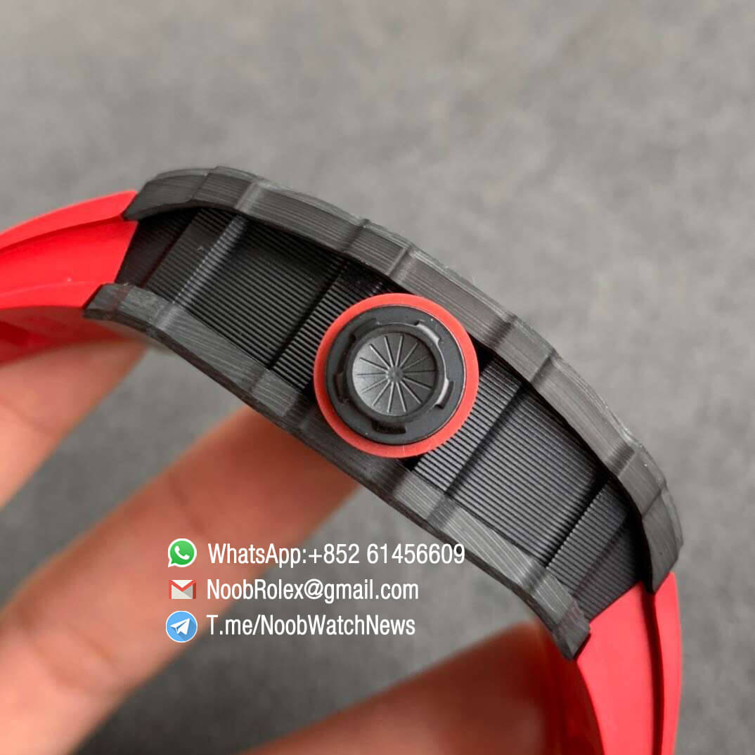 KVF V3 RM35 01 RAFA PVD Titanium Case Forge Carbon Caseback Skeleton Dial Red Crown Red Rubber Strap MIYOTA8215 04