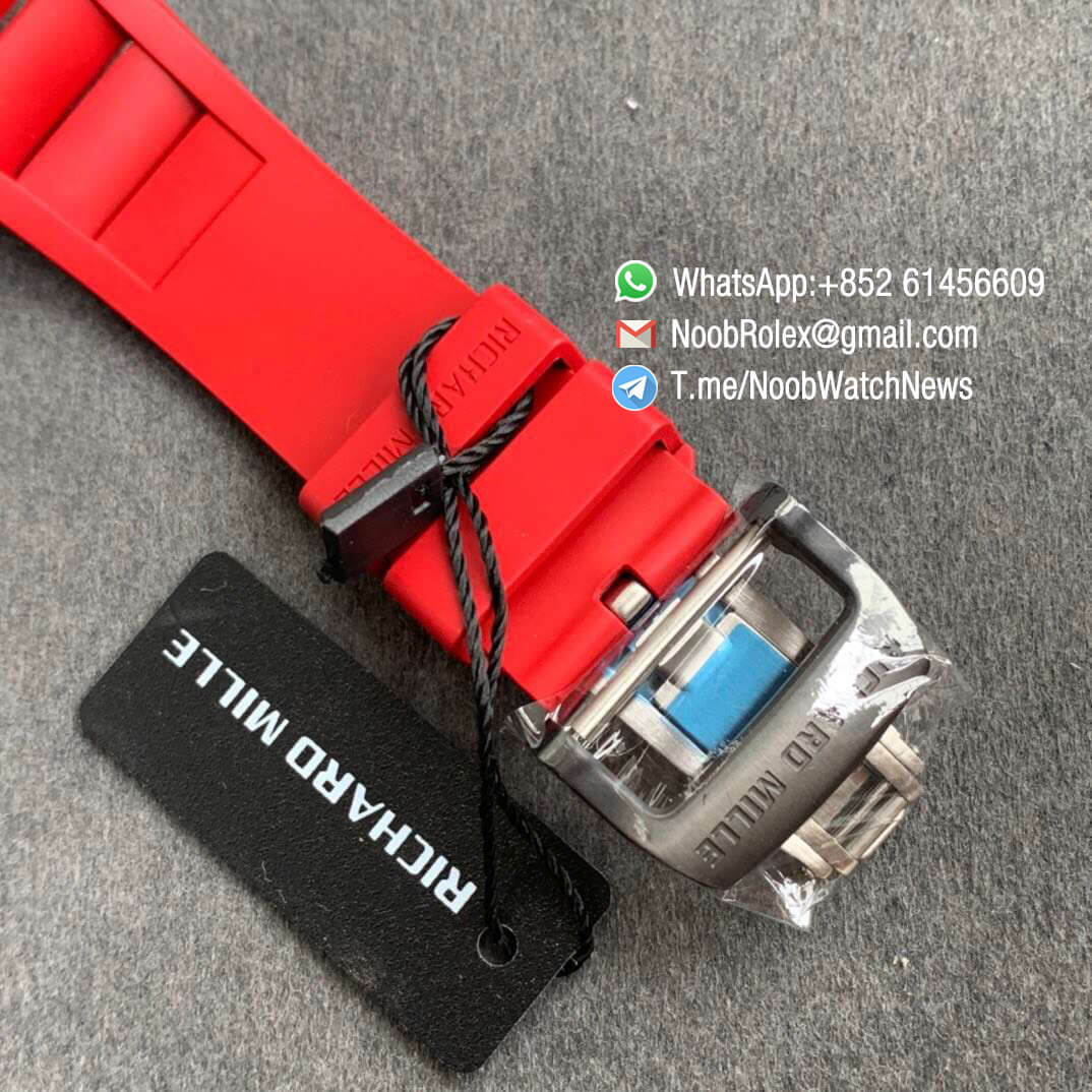 KVF V3 RM35 01 RAFA PVD Titanium Case Forge Carbon Caseback Skeleton Dial Red Crown Red Rubber Strap MIYOTA8215 06