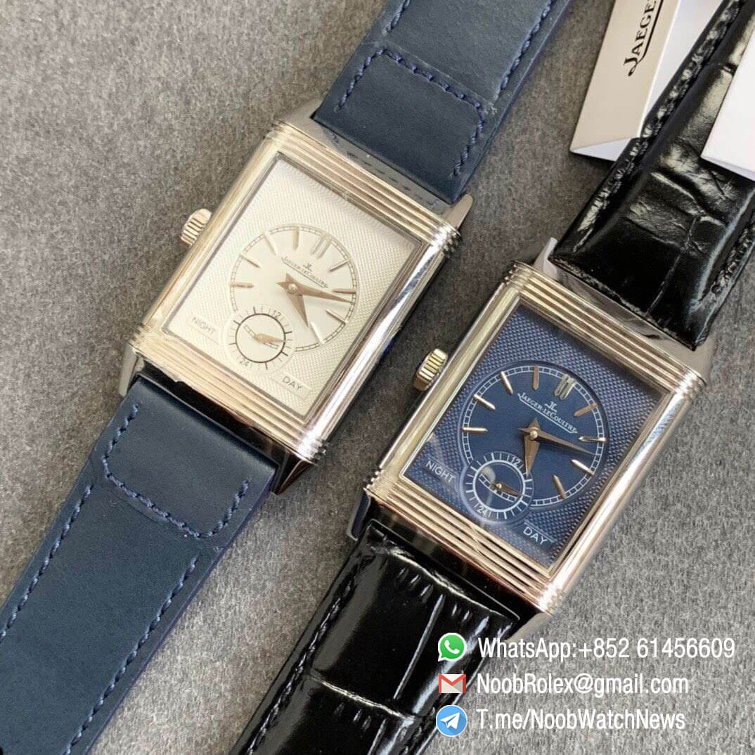 MG Factory Top Rep Watch Jaeger Lecoultre Reverso Tribute Small Seconds Steel Case Leather Strap Blue Dial A854A 10