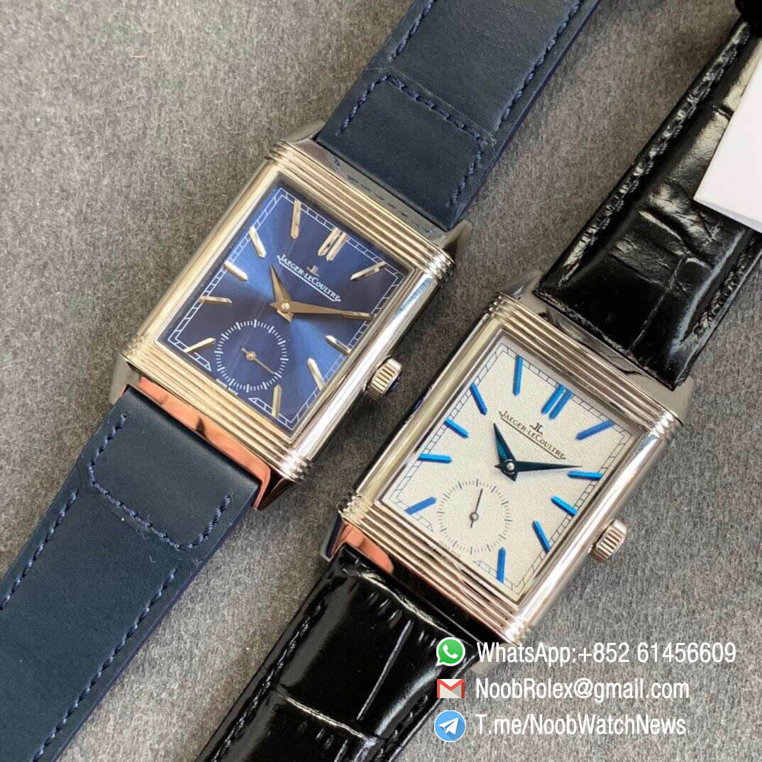 MG Factory Top Rep Watch Jaeger Lecoultre Reverso Tribute Small Seconds Steel Case Leather Strap Blue Dial A854A 11