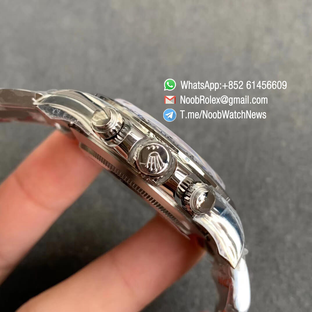 Noob Rolex Daytona 116509 SA4130 V3 904L Stainless Steel Case and Bracelet Grey Dial Black Sub Dial Chrono Full Functions 04