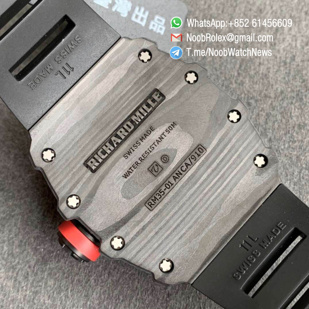 Swiss Watch Replica KV Factory V3 RM35 01 RAFA Skeleton Dial Red Crown Black Rubber Strap MIYOTA8215 08