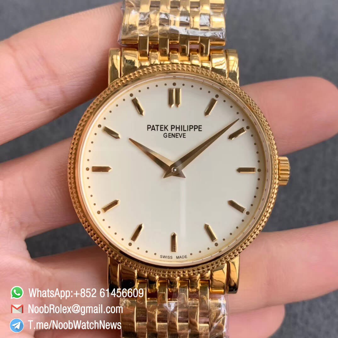 TWF Factory Patek Calatrava Calatrava 5120J Yellow Gold Case Bracelet White Dial Yellow Asia Cal240 Movement 01