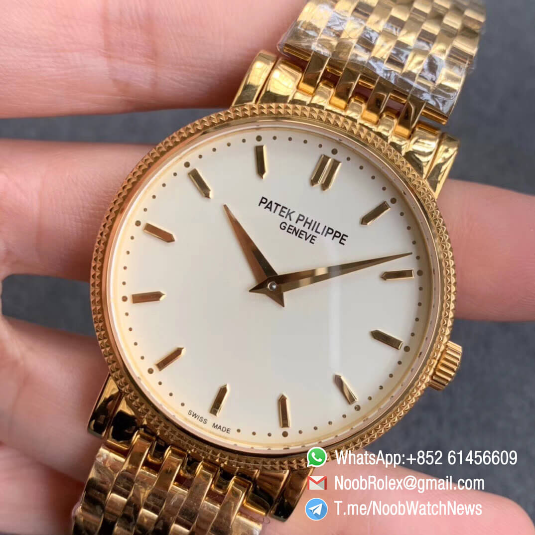 TWF Factory Patek Calatrava Calatrava 5120J Yellow Gold Case Bracelet White Dial Yellow Asia Cal240 Movement 03