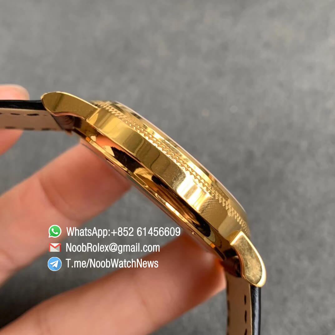 TWF Top RepWatch Patek Calatrava Ref 5120J Yellow Case White Dial with Roman Markers Black Leather Strap Asia Clone Calibre 240 05