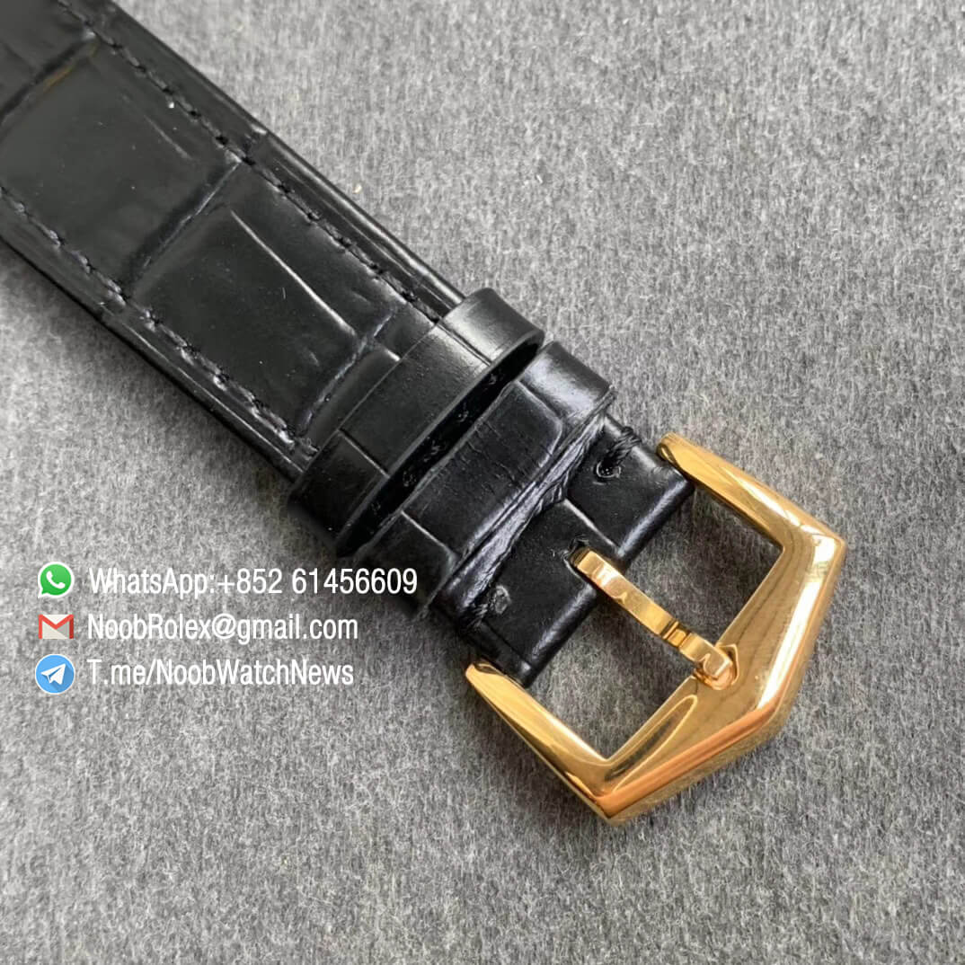 TWF Top RepWatch Patek Calatrava Ref 5120J Yellow Case White Dial with Roman Markers Black Leather Strap Asia Clone Calibre 240 06