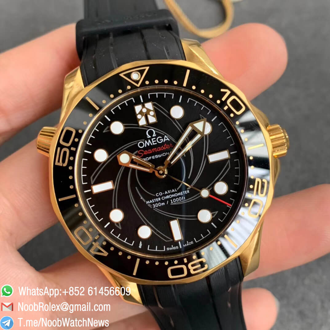 VS Factory 2019 Seamaster Diver James Bond 007 50 Years Anniversary Yellow Gold Case Rubber Strap A8807 02