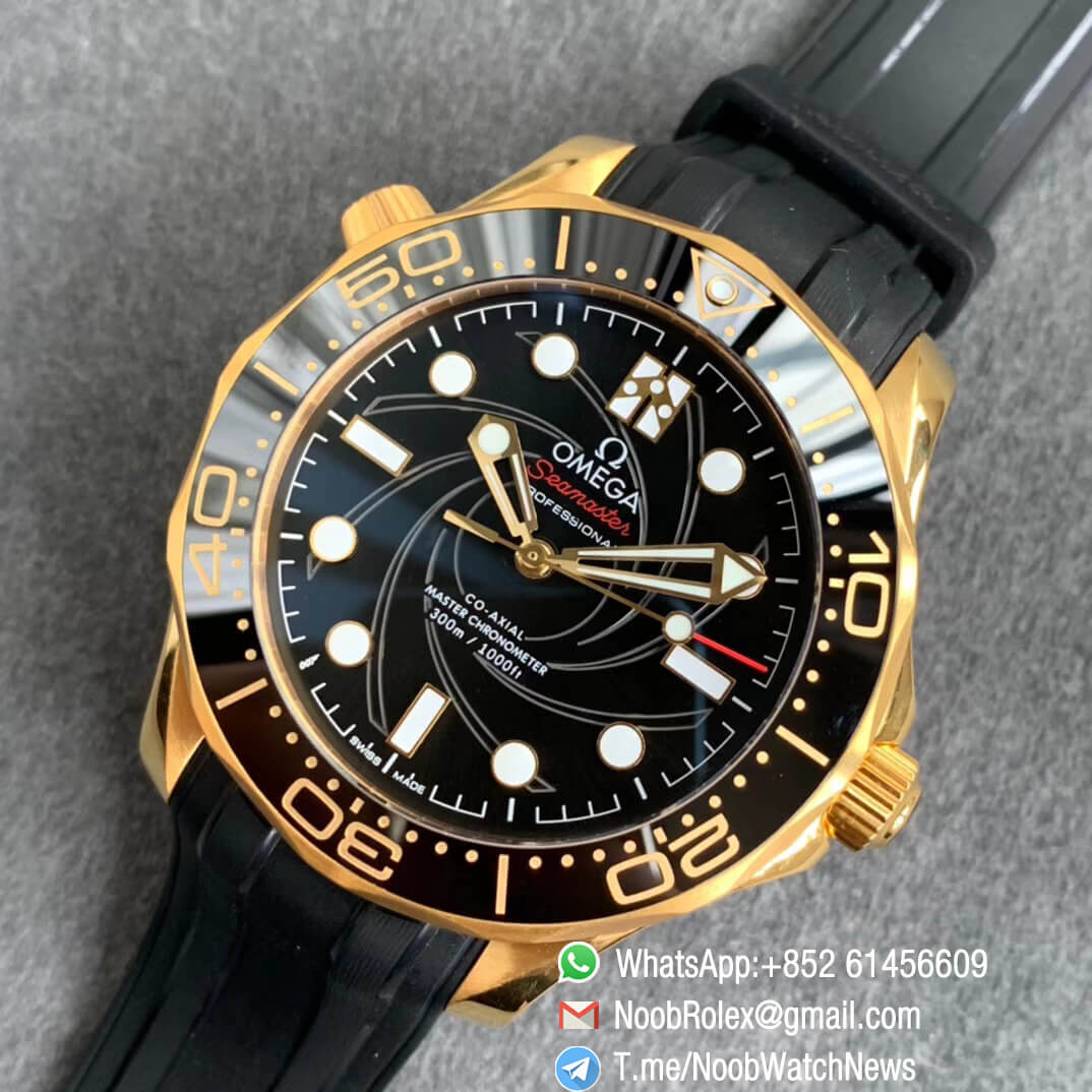VS Factory 2019 Seamaster Diver James Bond 007 50 Years Anniversary Yellow Gold Case Rubber Strap A8807 09