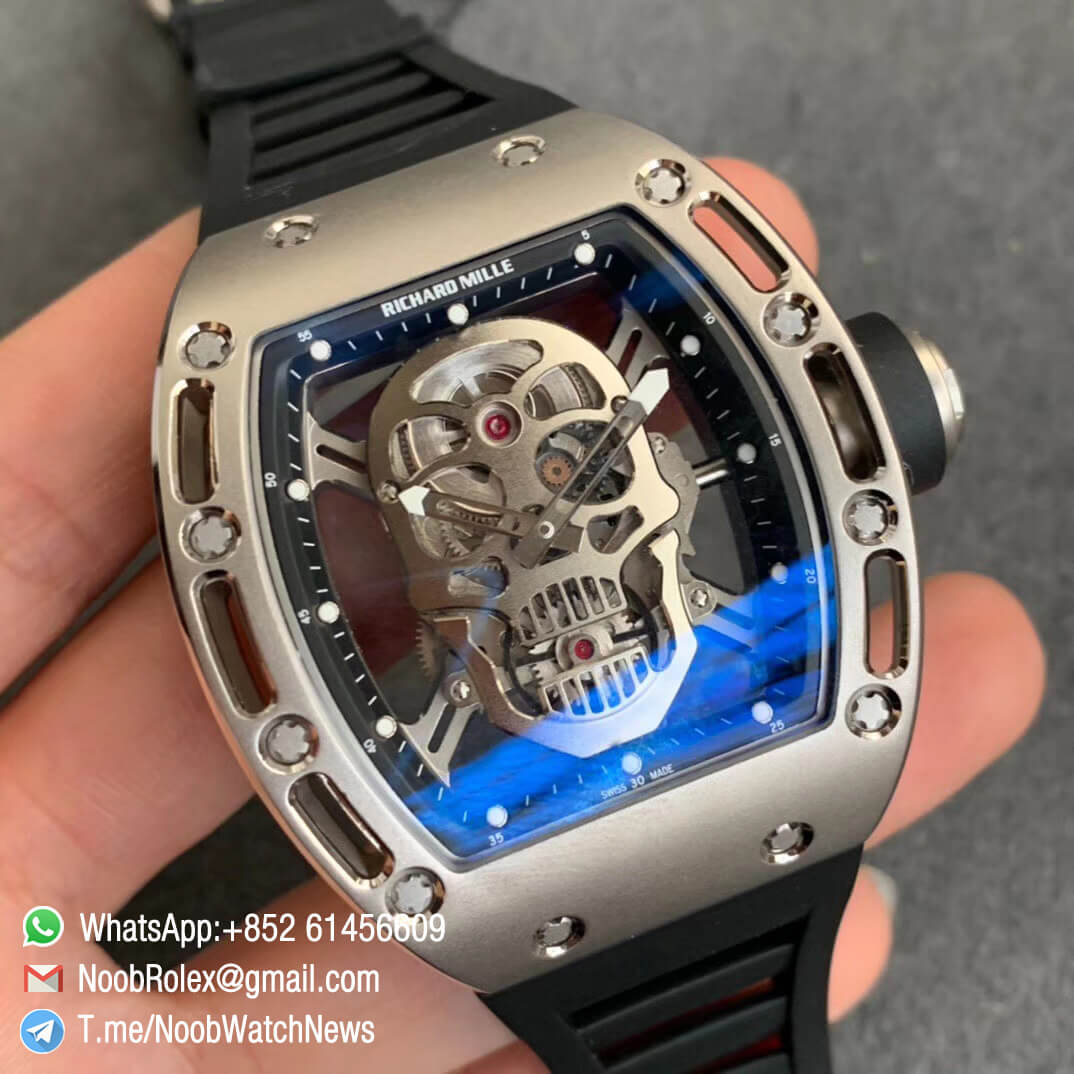 ZF Best Edition RM052 Limited Edition Skull Titanium Skeleton Dial on Black Rubber Strap NH05A 02