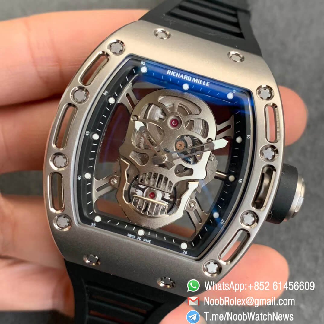 ZF Best Edition RM052 Limited Edition Skull Titanium Skeleton Dial on Black Rubber Strap NH05A 03