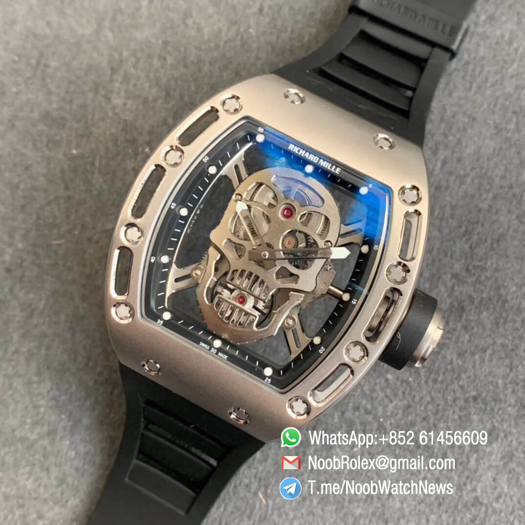 ZF Best Edition RM052 Limited Edition Skull Titanium Skeleton Dial on Black Rubber Strap NH05A 06