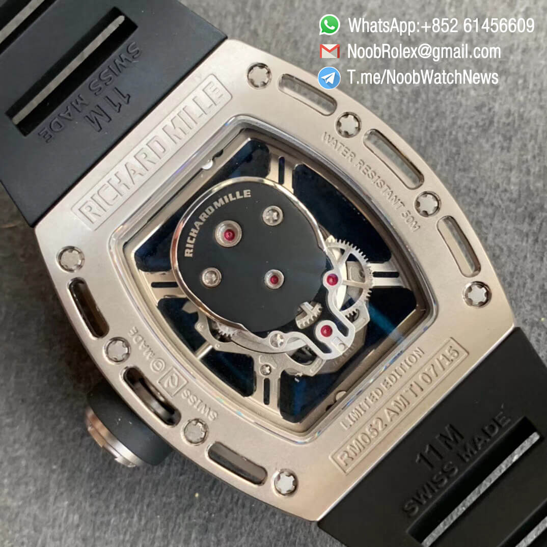 ZF Best Edition RM052 Limited Edition Skull Titanium Skeleton Dial on Black Rubber Strap NH05A 07