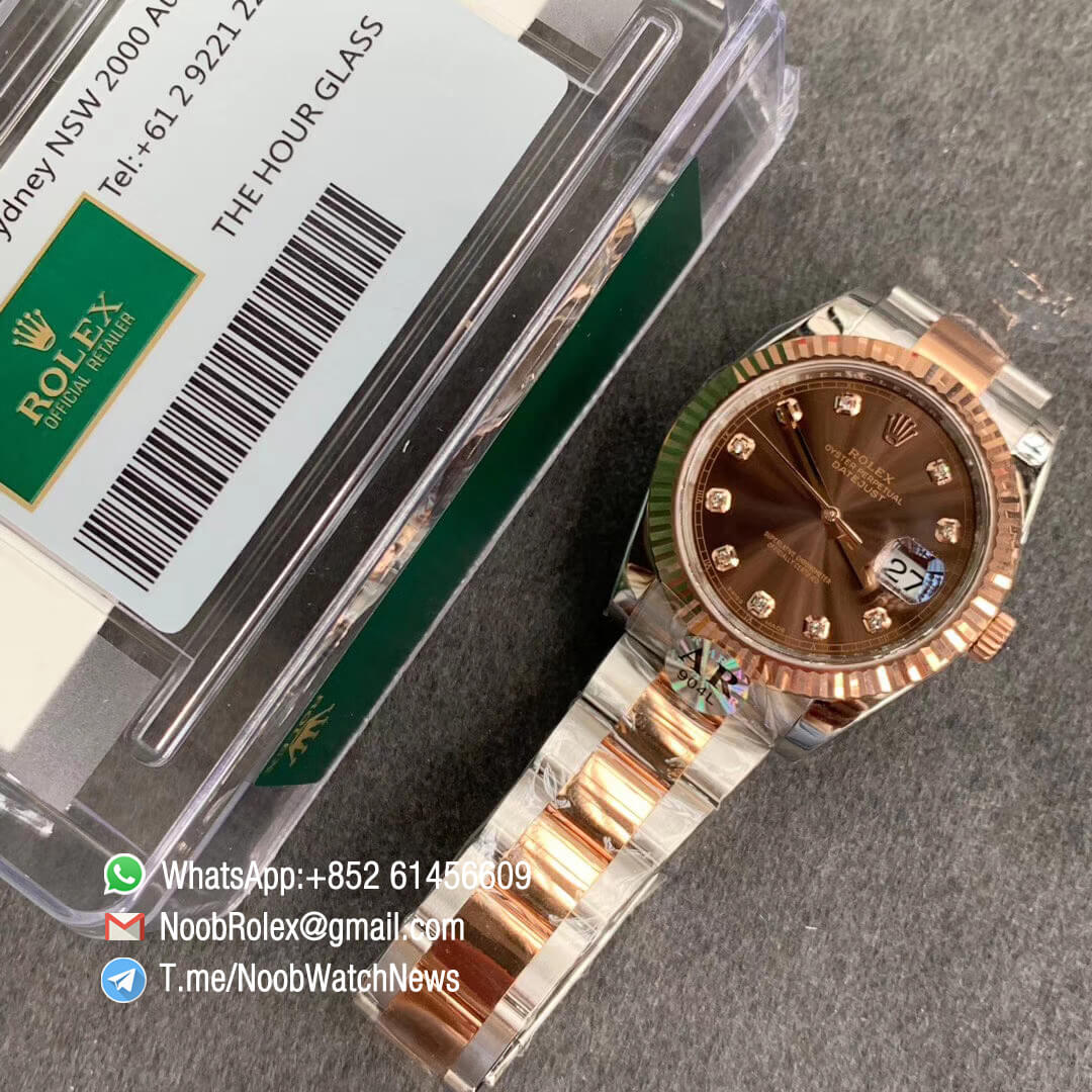 ARF Best Edition DateJust 41 126331 Rose Gold Plated 904L Steel Case Brown Dial Diamonds Markers Oyster Bracelet A2824 09