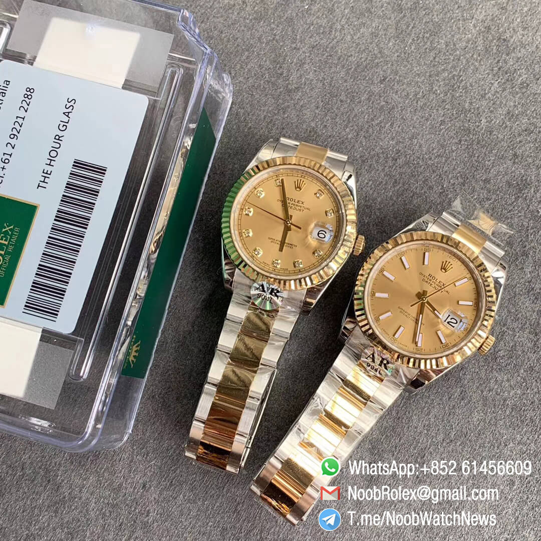 ARF Top Quality DateJust 41 126333 Yellow Gold Plated 904L Steel Case Two Tone Oyster Bracelet Lumed Dial A2824 12
