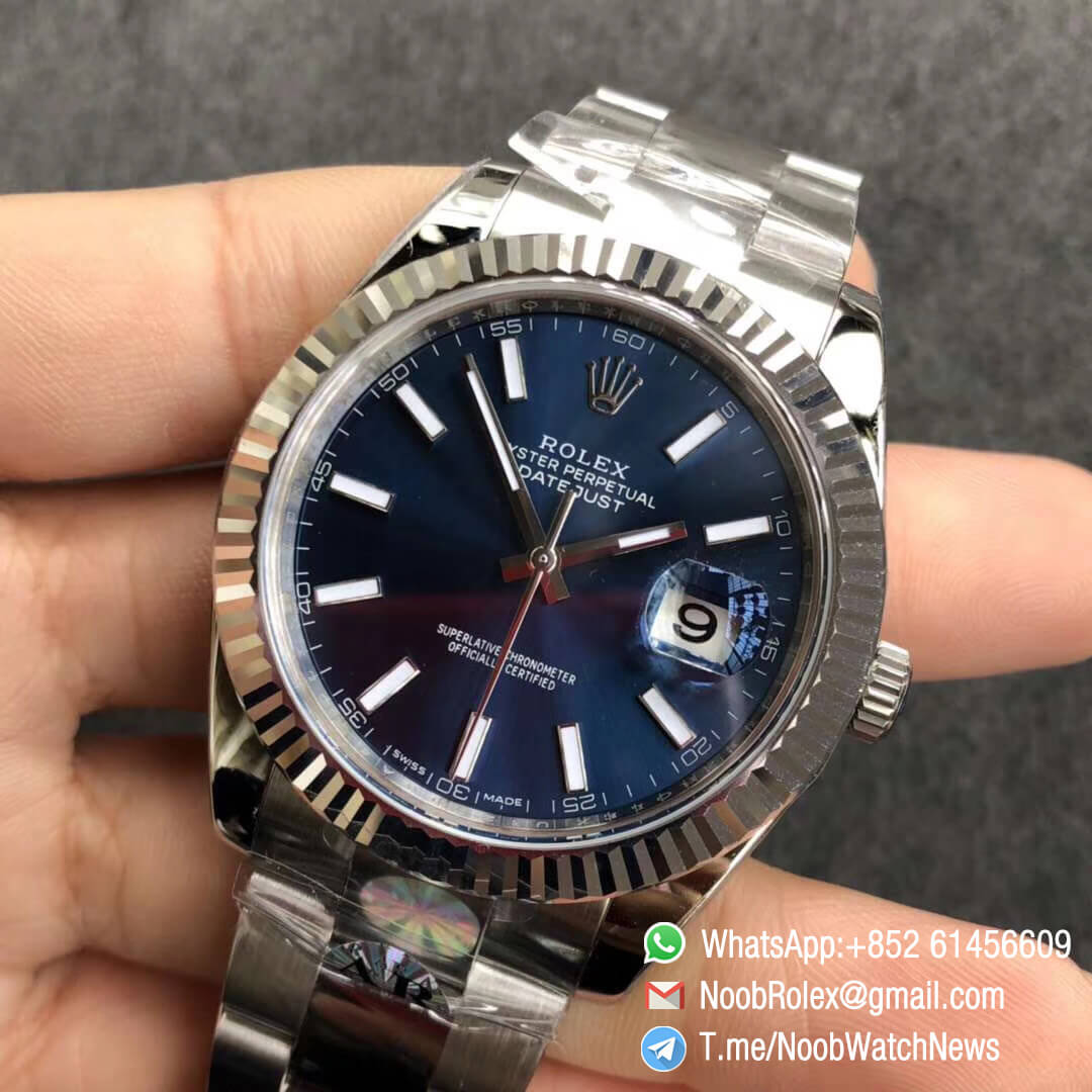 ARF Top Repwatch Rolex DateJust 41 126334 Blue Dial 904L Steel on Oyster Bracelet A2824 03