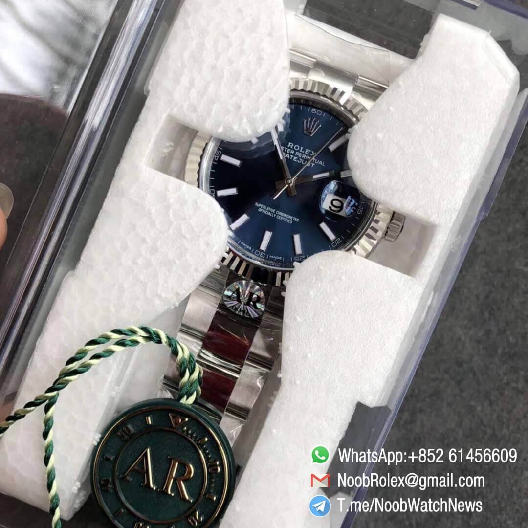 ARF Top Repwatch Rolex DateJust 41 126334 Blue Dial 904L Steel on Oyster Bracelet A2824 09