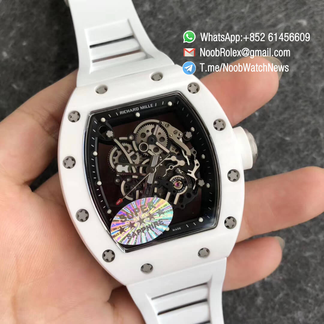KVF RM55 Bubba Watson Limited Edition White Ceramic Case Skeleton Dial White Crwon on White Rubber Strap MIYOTA8215 02