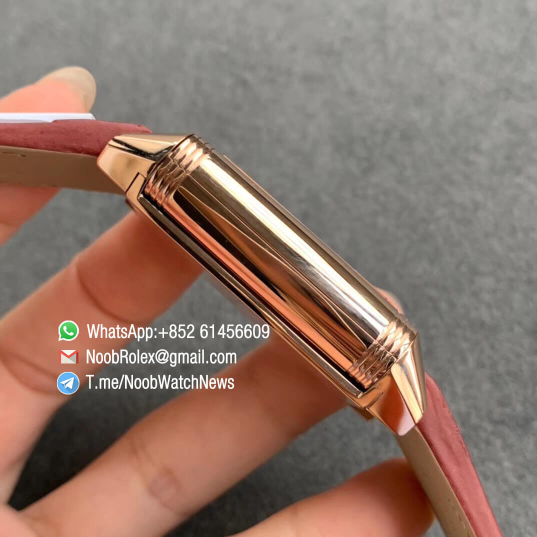 MG Factroy Jaeger Lecoultre Reverso Tribute Small Seconds Double Face Rose Gold Case Grey Dial White Dial Brown Leather Strap Asian Clone 854A Movement 05