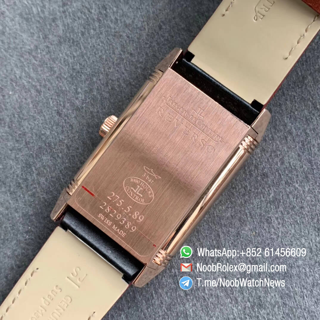 MG Factroy Jaeger Lecoultre Reverso Tribute Small Seconds Double Face Rose Gold Case Grey Dial White Dial Brown Leather Strap Asian Clone 854A Movement 08