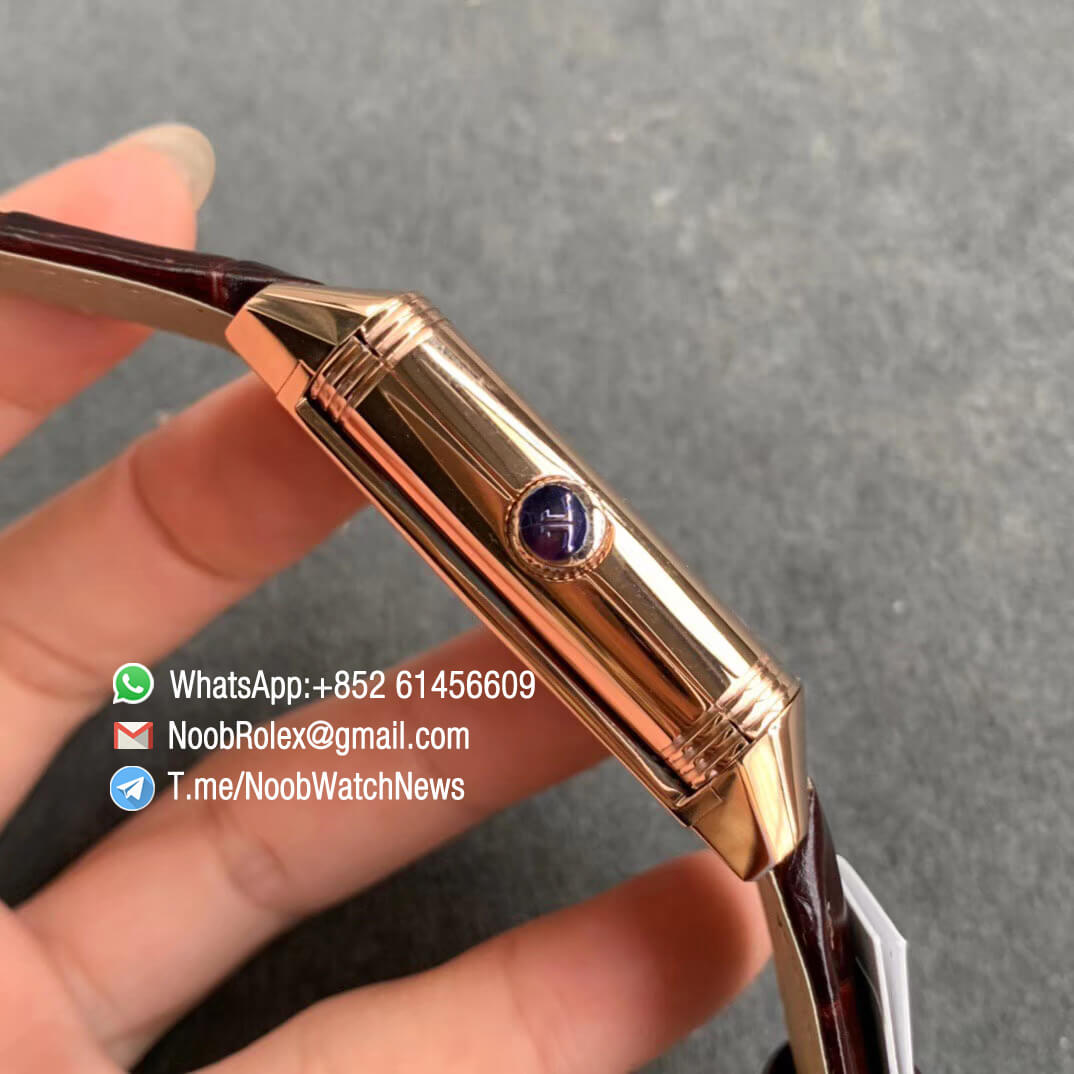 MG Factroy Jaeger Lecoultre Reverso Tribute Small Seconds Double Face Rose Gold Case White Dial Black Dial Brown Leather Strap Asian Clone 854A Movement 04