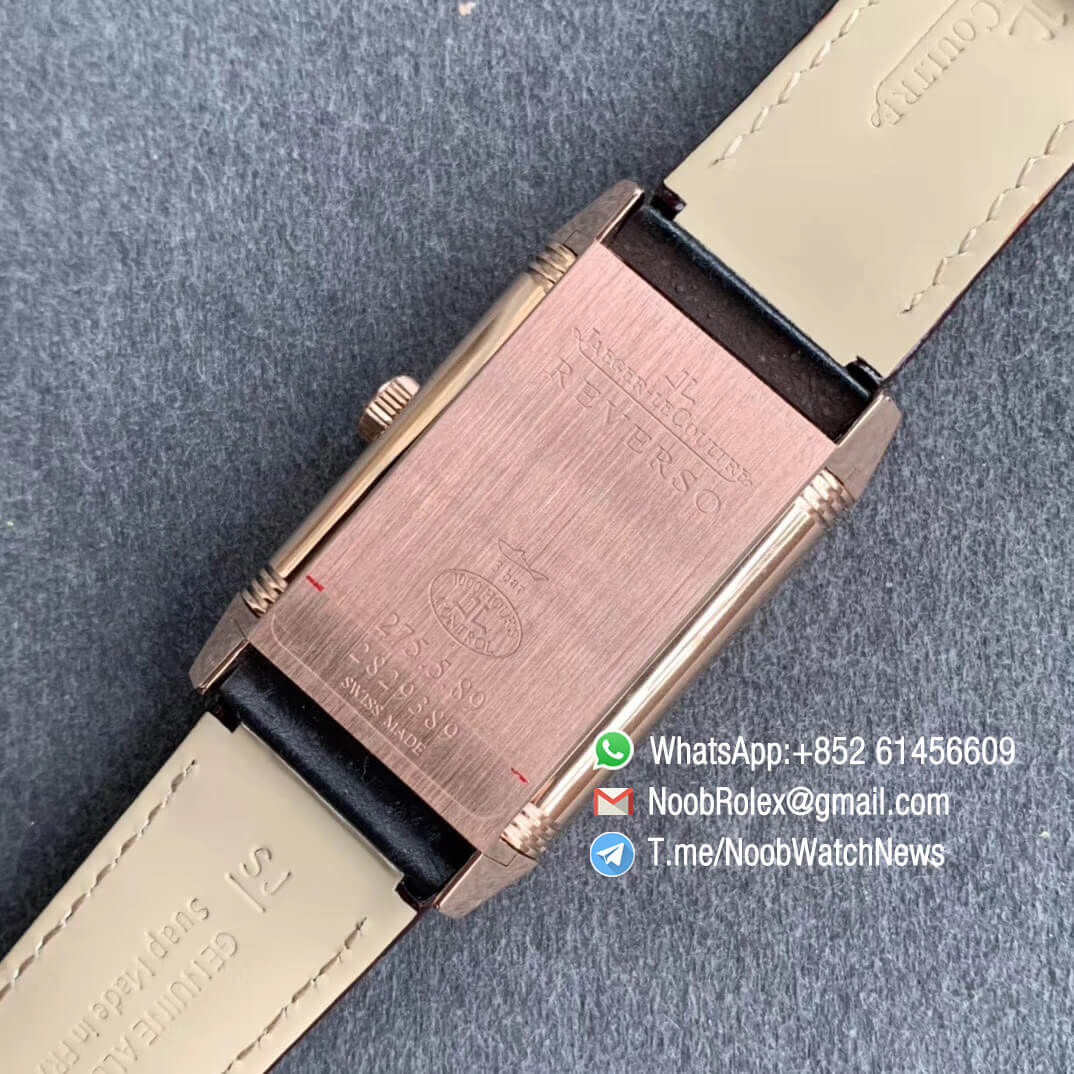 MG Factroy Jaeger Lecoultre Reverso Tribute Small Seconds Double Face Rose Gold Case White Dial Black Dial Brown Leather Strap Asian Clone 854A Movement 07