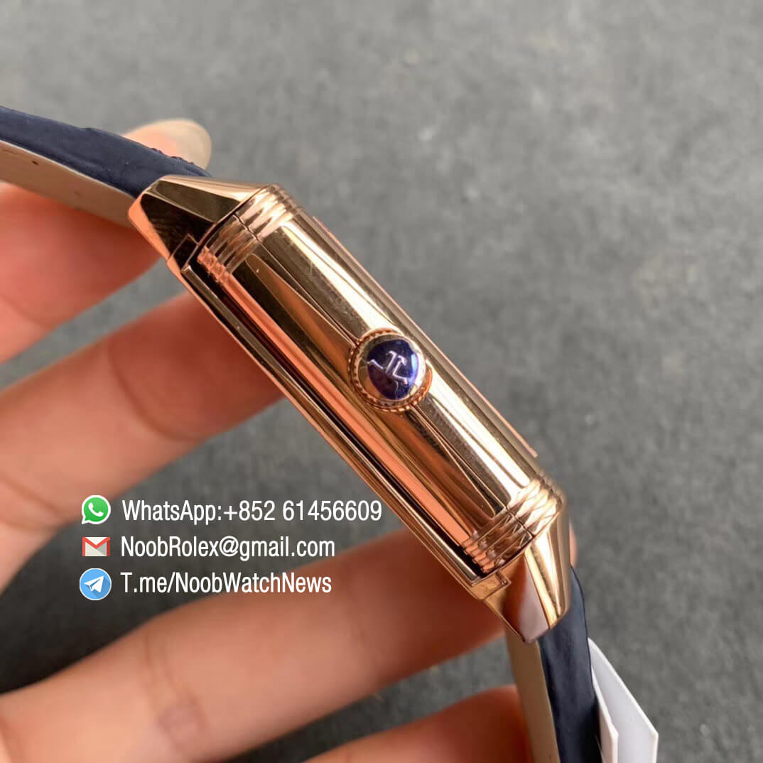 MGF Jaeger Lecoultre Reverso Tribute Small Seconds Double Face Rose Gold Case Blue Dial White Dial Blue Leather Strap Asian Clone 854A Movement 04