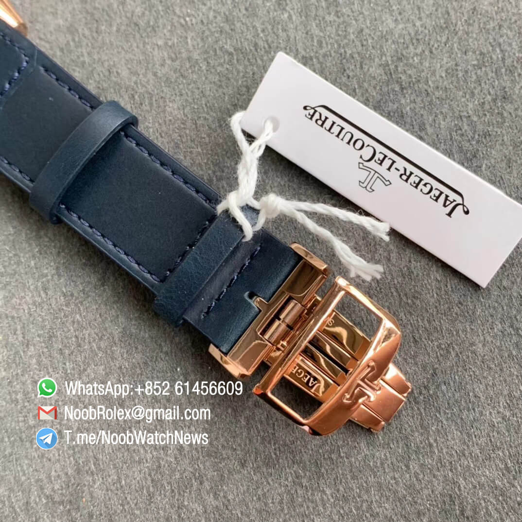 MGF Jaeger Lecoultre Reverso Tribute Small Seconds Double Face Rose Gold Case Blue Dial White Dial Blue Leather Strap Asian Clone 854A Movement 06