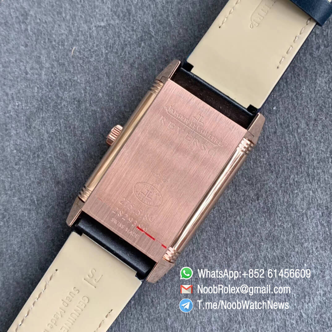 MGF Jaeger Lecoultre Reverso Tribute Small Seconds Double Face Rose Gold Case Blue Dial White Dial Blue Leather Strap Asian Clone 854A Movement 08