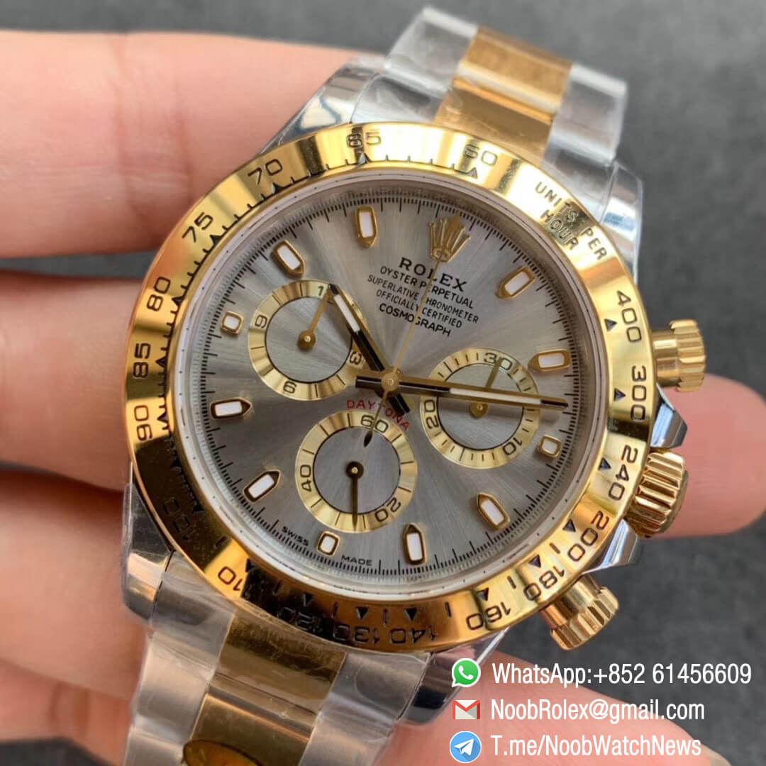 Noob SA4130 Super Clone Daytona 116503 Yellow Gold Two Tone Noob Factory Best Edition 904L Steel Case and Bracelet Gray Dial 03