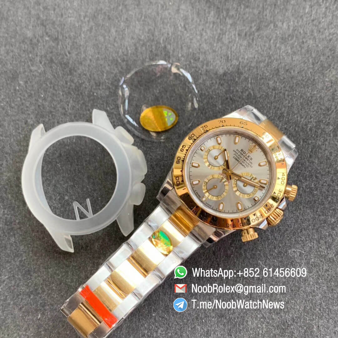 Noob SA4130 Super Clone Daytona 116503 Yellow Gold Two Tone Noob Factory Best Edition 904L Steel Case and Bracelet Gray Dial 09 01 1