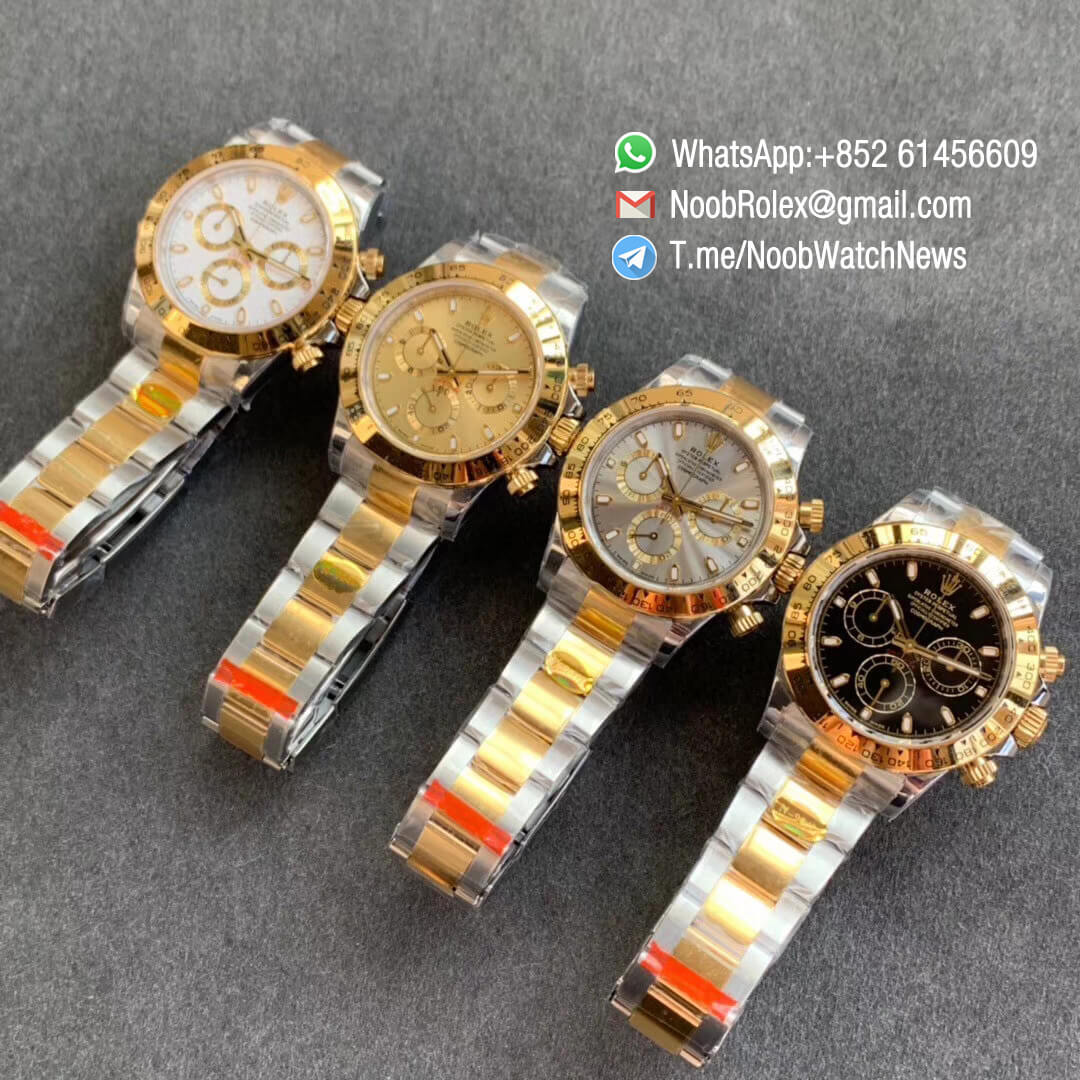 Noob SA4130 Super Clone Daytona 116503 Yellow Gold Two Tone Noob Factory Best Edition 904L Steel Case and Bracelet Gray Dial 12