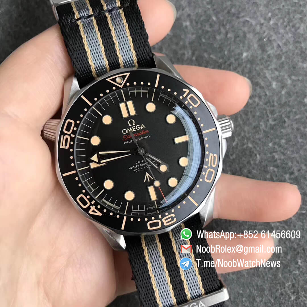 VSF Top Clone Omega Seamster 300 No Time to Die 007 Limited Edition Stainless Steel Case on Nato Strap A8806 Movement 03