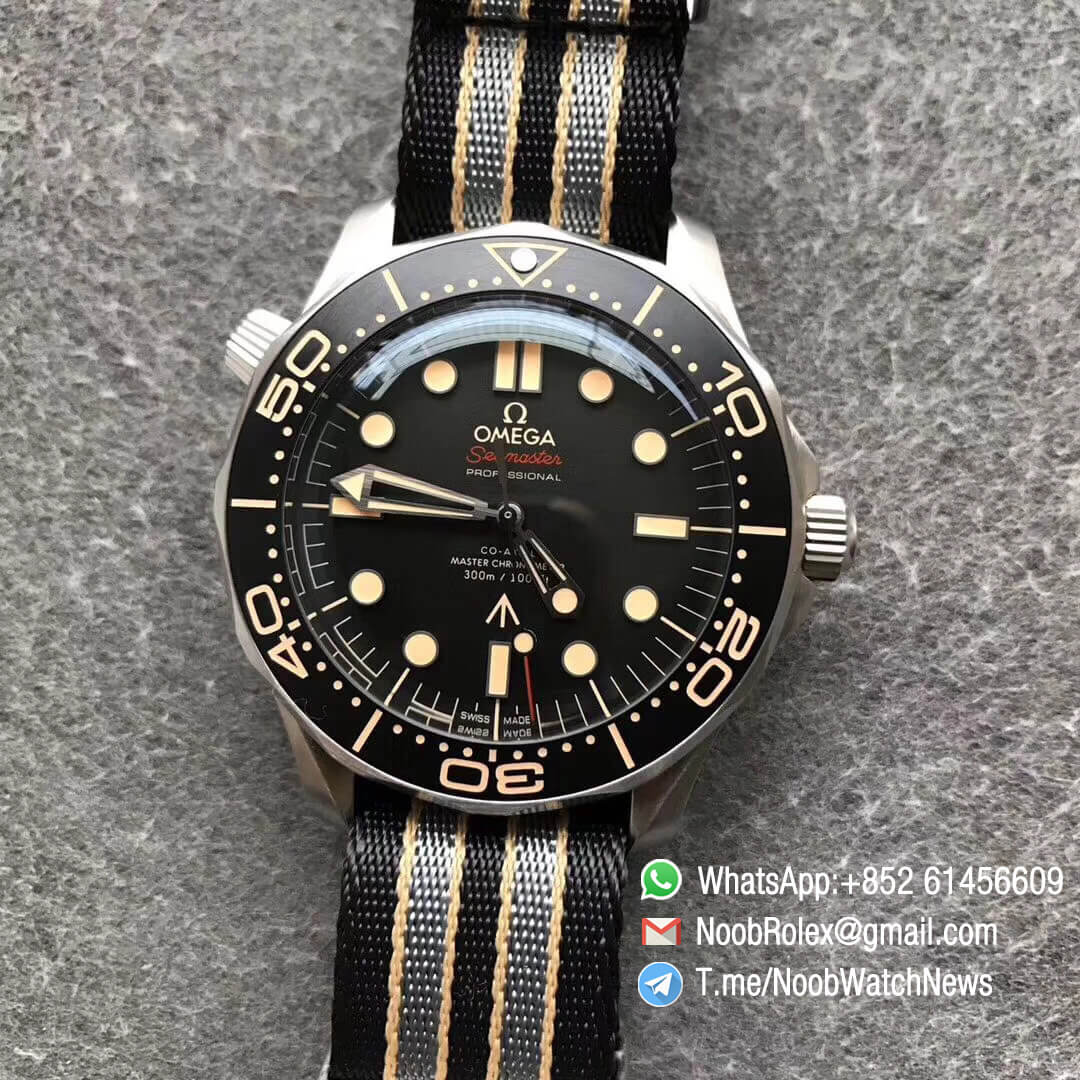 VSF Top Clone Omega Seamster 300 No Time to Die 007 Limited Edition Stainless Steel Case on Nato Strap A8806 Movement 06