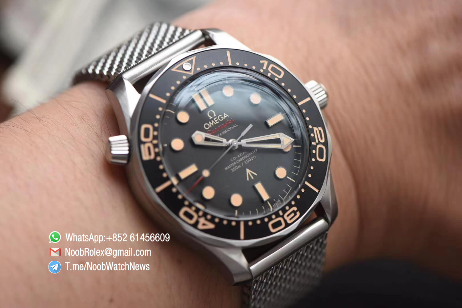 VSF Top Clone Omega Seamster Diver 300M No Time to Die James Bond 007 Limited Edition Stainless Steel Case on Steel Mesh Bracelet A8806 Movement 09