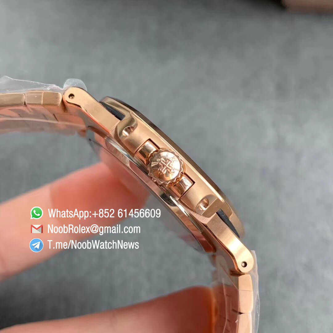 3KF Top Replica Patek Philippe Nautilus 5711 Brown Textured Dial on Full Rose Gold Plated Steel Case Bracelet A324 Super Clone Movement 04