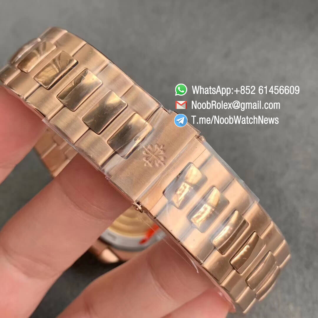 3KF Top Replica Patek Philippe Nautilus 5711 Brown Textured Dial on Full Rose Gold Plated Steel Case Bracelet A324 Super Clone Movement 06