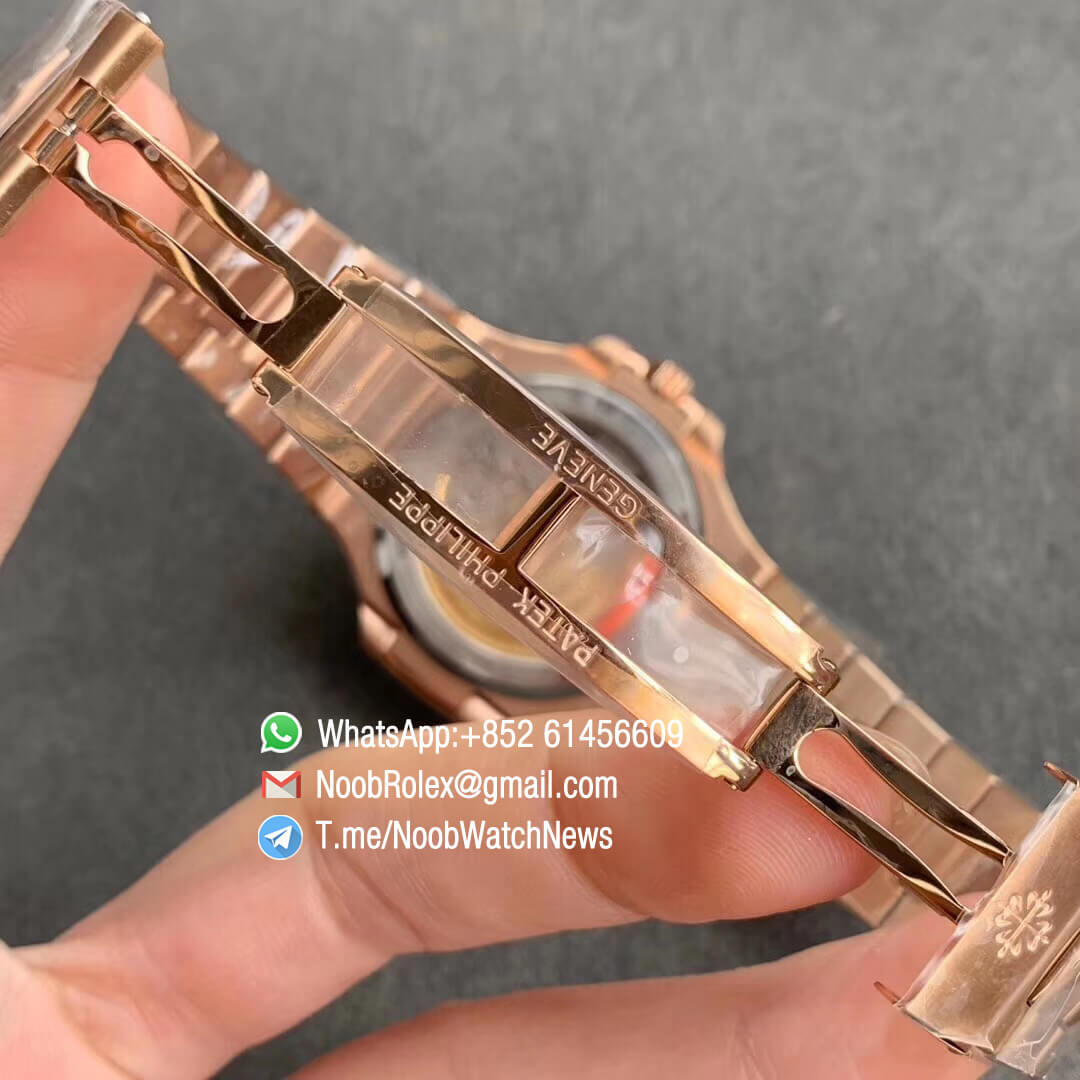 3KF Top Replica Patek Philippe Nautilus 5711 Brown Textured Dial on Full Rose Gold Plated Steel Case Bracelet A324 Super Clone Movement 07
