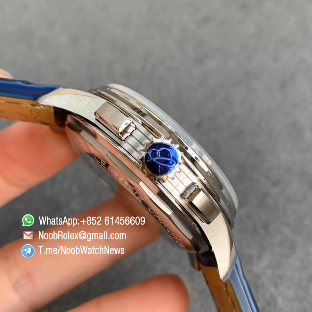 GF Super Clone Watch Breitling Premier B01 Chrono Steel Case 42mm Blue Dial on Blue Leather Strap A7750 Movement 04