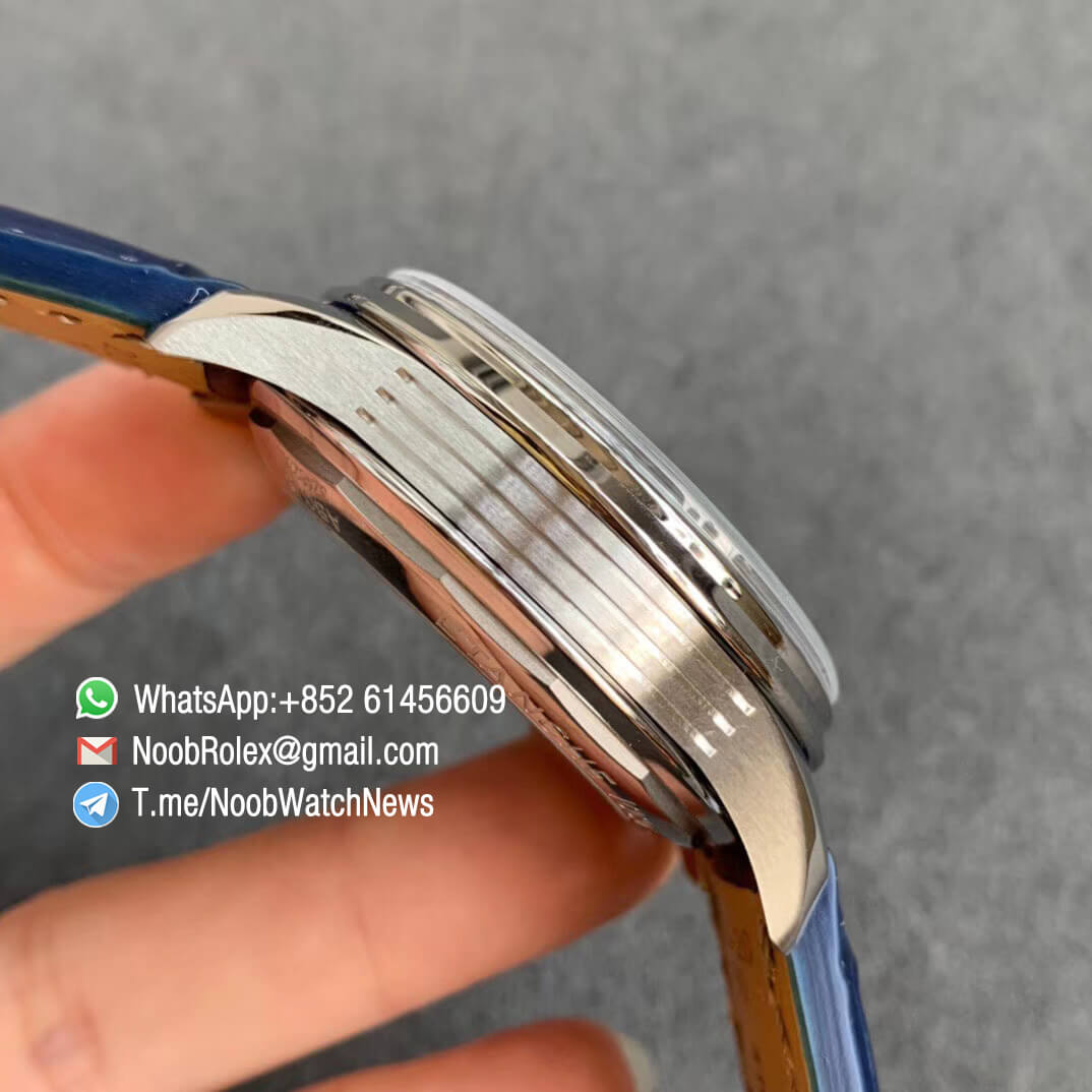 GF Super Clone Watch Breitling Premier B01 Chrono Steel Case 42mm Blue Dial on Blue Leather Strap A7750 Movement 05