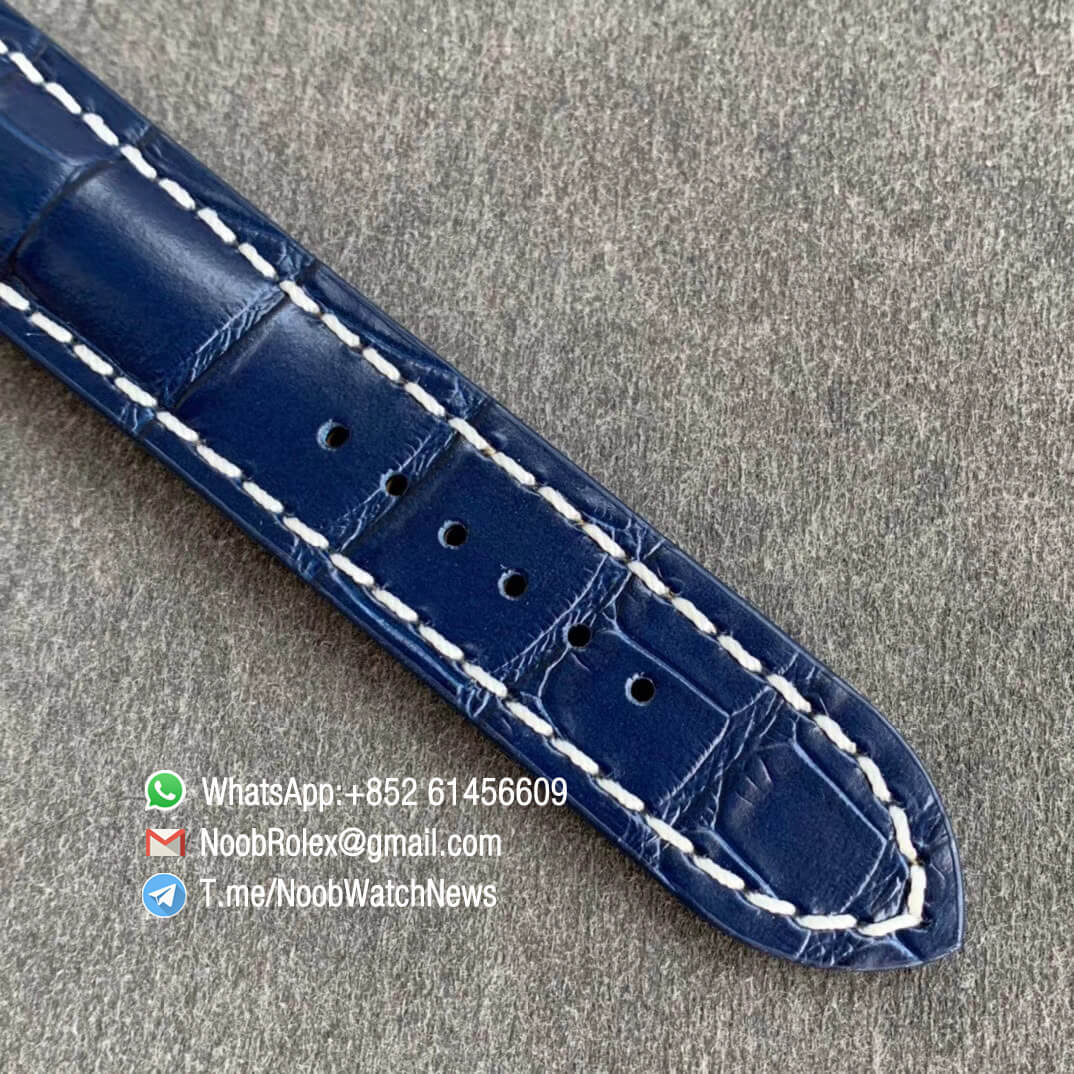 GF Super Clone Watch Breitling Premier B01 Chrono Steel Case 42mm Blue Dial on Blue Leather Strap A7750 Movement 07