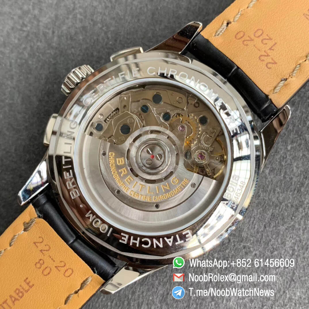 GF Super Clone Watch Breitling Premier B01 Chrono Steel Case 42mm White Dial on Black Strap A7750 Movement 08