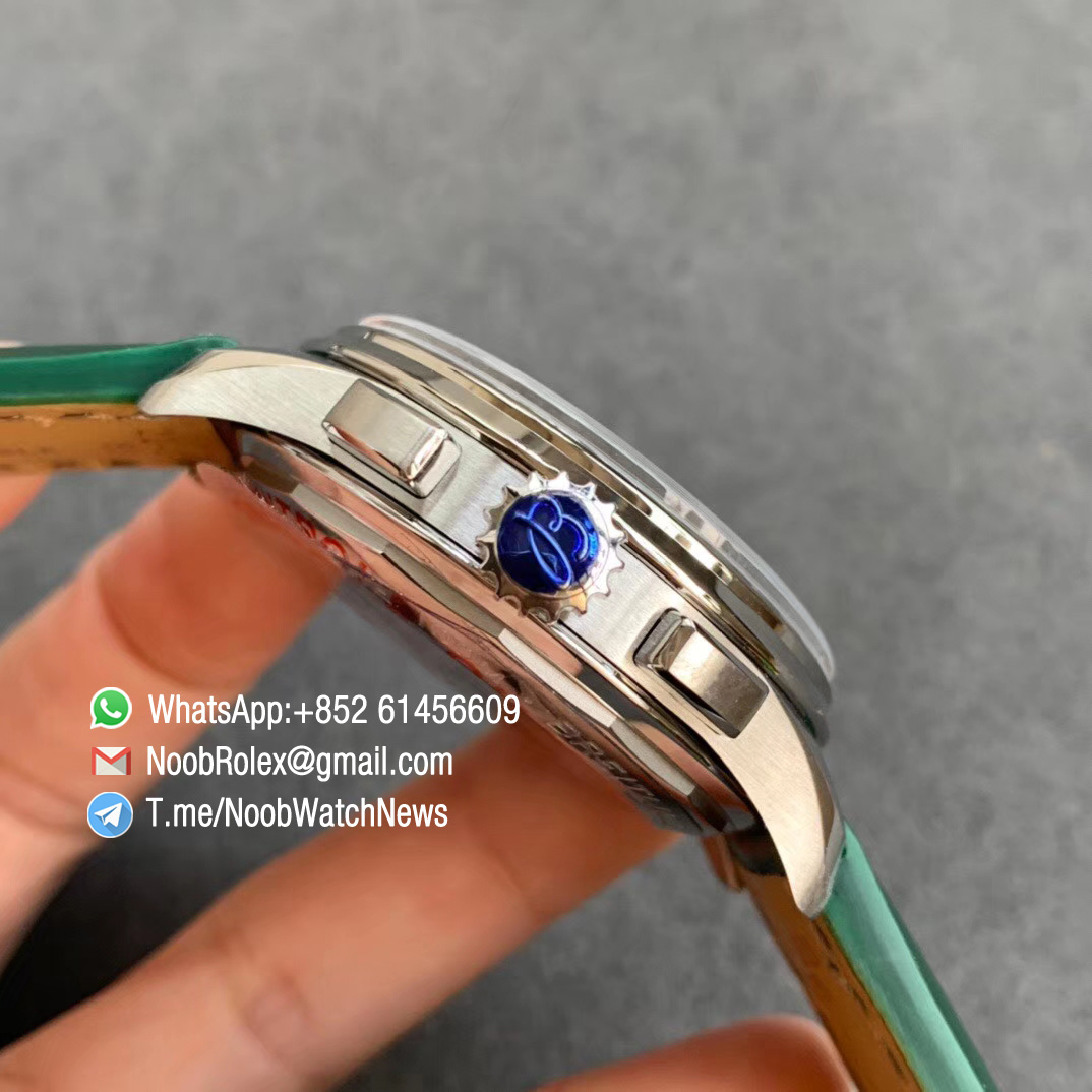 GF Top Clone Breitling Premier B01 Chrono Steel Case 42mm Green Dial on Green Leather Strap A7750 Movement 04