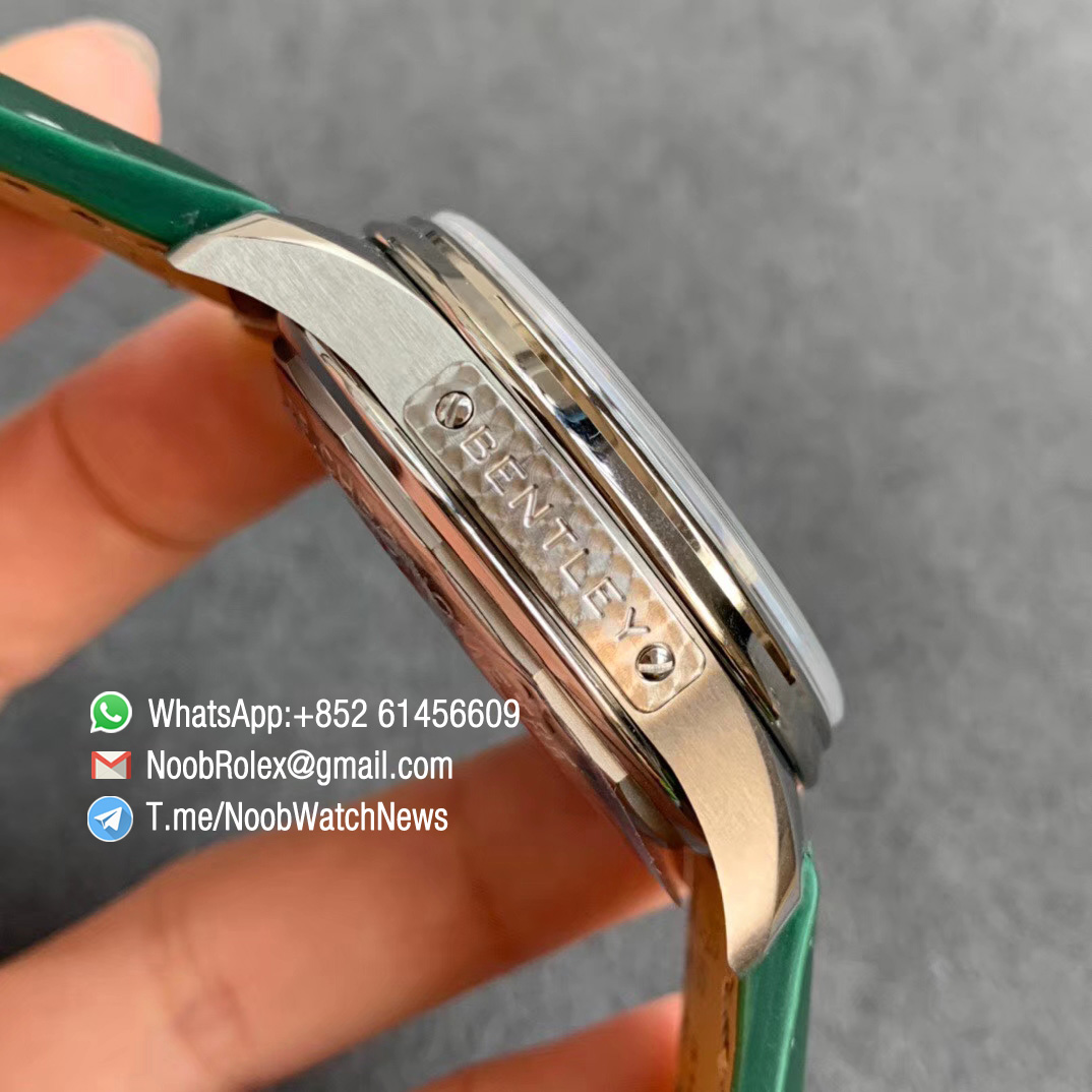 GF Top Clone Breitling Premier B01 Chrono Steel Case 42mm Green Dial on Green Leather Strap A7750 Movement 05